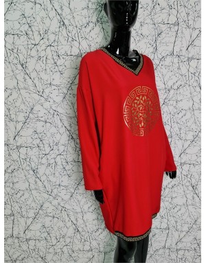 Didelių dydžių suknelė/tunika su kišenėmis (raudona)