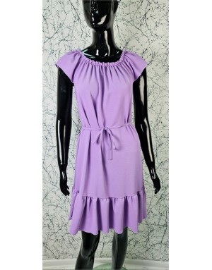 Moteriška violetinė suknelė su raišteliu