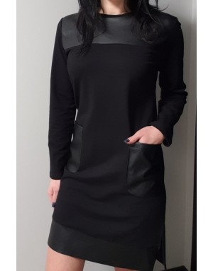 Moteriškos juodos tunikos su odos imitacija