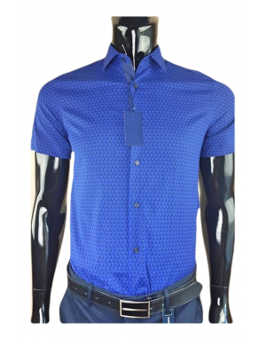 Vyriški tamsiai mėlyni marškiniai trumpomis rankovėmis
