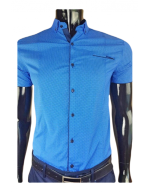 Vyriški mėlyni marškiniai trumpomis rankovėmis